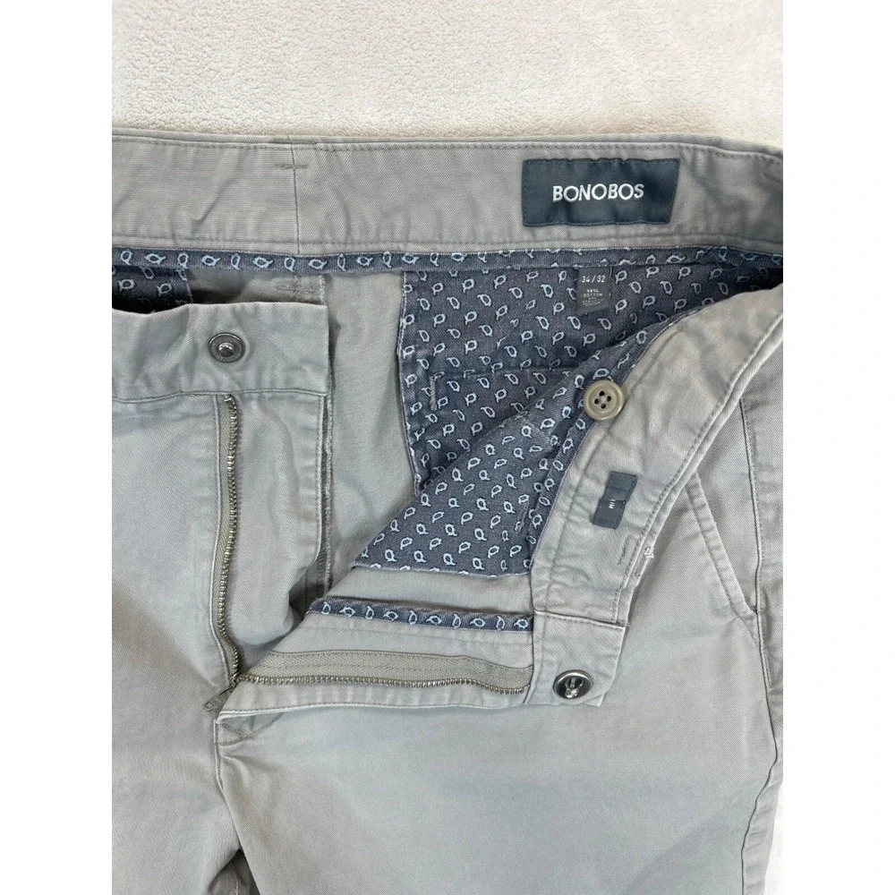 Bonobos Pants Mens 32x32 Gray Chino‎ Slim Flat Front Straight Leg